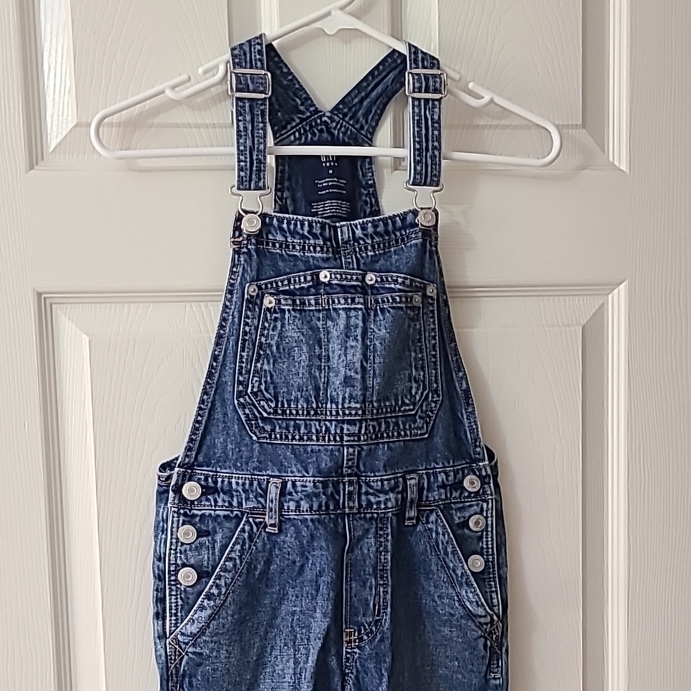 Denim Overalls with Button Accents